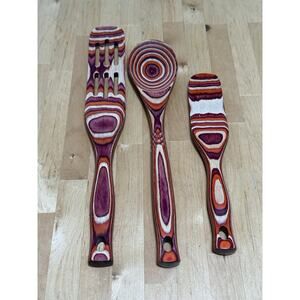 Exotic Pakka Wood 3 Piece Kitchen Utensil Set Cooking Tools
